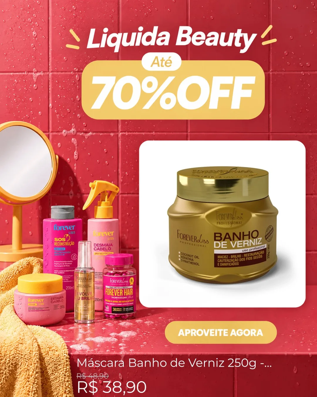 Mesma máscara com a moldura Liquida Beauty gerada pelo Smart Feeds